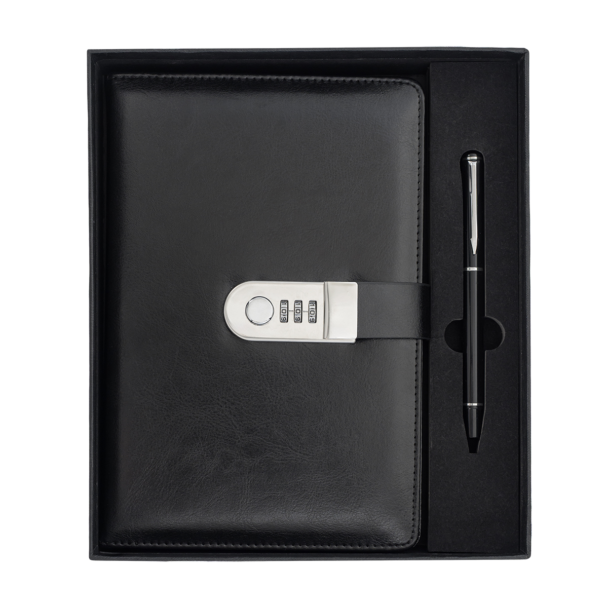 R02336.02 - Zestaw notes z szyfrem i długopis Windsor, czarny