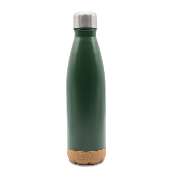 R08445.51 - Butelka próżniowa z korkowym spodem Jowi 500 ml, ciemny zielony