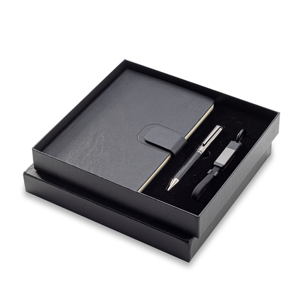 R17022.02 - Zestaw upominkowy z kablem USB 2w1 Davos, czarny
