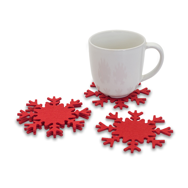 X08870.08 - Podkładki filcowe Snowflake, czerwony
