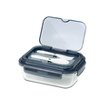 R08444.02 - Szklany lunch box ze sztućcami 1000 ml Lagos, czarny 